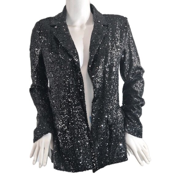 Steve Madden Women's Blazer Size S Sequined  Black No Button Long Sleeve (62) - Picture 3 of 15